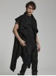 Punk Style High Collar Comfortable Stretch Knit Fabric Pointed Hem Handsome Black Loose Sleeveless Vest