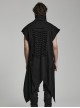 Punk Style High Collar Comfortable Stretch Knit Fabric Pointed Hem Handsome Black Loose Sleeveless Vest