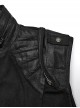 Punk Style Cool Stand Collar Shiny Twill Splicing Metal Rivet Zipper Side Waist Webbing Decorative Black Vest