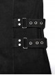 Punk Style Cool Stand Collar Shiny Twill Splicing Metal Rivet Zipper Side Waist Webbing Decorative Black Vest