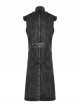 Punk Style Stand Collar Old Washed Process Metal Rivet Decoration Unique Doomsday Style Black Long Vest