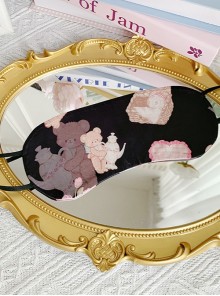 Sleepy Bear Series Kawaii Fashion Bear Tea Party Print Soft Cute Lolita Blackout Eye Mask