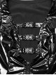 Punk Style Chest Sexy Hollow Cool Motorcycle Buckle Unique Ghost Face Zipper Black Patent Leather Slim Vest