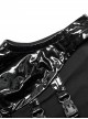 Punk Style Chest Sexy Hollow Cool Motorcycle Buckle Unique Ghost Face Zipper Black Patent Leather Slim Vest