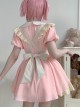 Kiss Kiss Series Colorful Versatile Doll Collar Bowknot Little Maid Ruffled Apron Sweet Lolita Puff Sleeve Short Dress