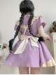 Kiss Kiss Series Colorful Versatile Doll Collar Bowknot Little Maid Ruffled Apron Sweet Lolita Puff Sleeve Short Dress