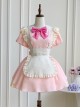 Kiss Kiss Series Colorful Versatile Doll Collar Bowknot Little Maid Ruffled Apron Sweet Lolita Puff Sleeve Short Dress