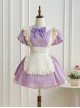 Kiss Kiss Series Colorful Versatile Doll Collar Bowknot Little Maid Ruffled Apron Sweet Lolita Puff Sleeve Short Dress