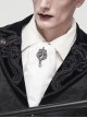 Gothic Style Handsome Printed Braided With Gem Brooch White Men's Neck Scarf