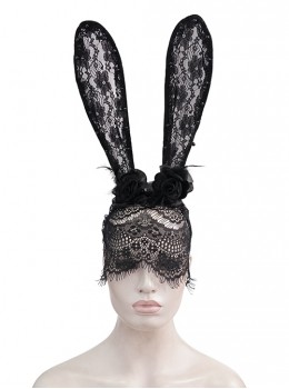 Gothic Style Sexy Lace Mysterious Rabbit Ears Half Covered Black Veil