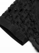 Punk Style Decadent Hole Twill Fabric Cool Metal Skull Rivet Decoration Black Short Sleeves Cardigan