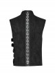 Punk Style Unique Irregular Stitching Design Handsome Metal Ring Devil Shape Zipper Decoration Hollow Black Vest