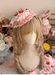 Tea Party Cloth Lace Ruffle Bowknot Double Strawberry Pink Cake Dessert Sweet Lolita Hairpin Flat Hat