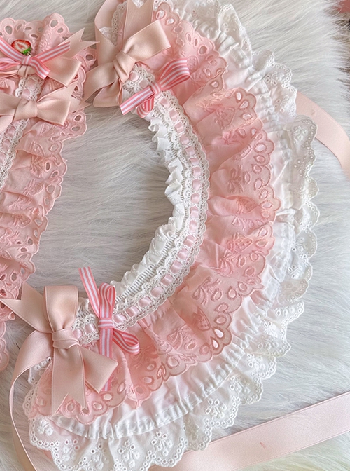 Tea Party Cute Gorgeous Pink Soft Cotton Lace Brim Ribbon Satin Bowknot Sweet Lolita Bonnet