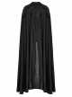 Gothic Style Pointed Lapel Crystal Pendant Decoration Mysterious Lace Applique Black Chiffon Long Cape