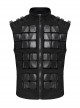 Punk Style High Collar Unique Geometric Pattern Design Shoulder Buckle Handsome Black Male Vest