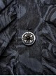 Gothic Style Ruffle Stand Collar Exquisite Embossed Pattern Retro Gray Chiffon Long Sleeves Loose Shirt