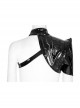 Punk Style Shiny Patent Leather Mesh Splicing Unique Futuristic Pattern Black One Arm Mechanical Harness