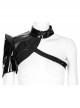 Punk Style Shiny Patent Leather Mesh Splicing Unique Futuristic Pattern Black One Arm Mechanical Harness