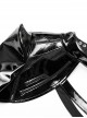 Punk Style Shiny Patent Leather Mesh Splicing Unique Futuristic Pattern Black One Arm Mechanical Harness