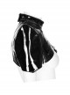 Punk Style Shiny Patent Leather Mesh Splicing Unique Futuristic Pattern Black One Arm Mechanical Harness