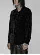 Punk Style Luxury Velvet Personality X Shape Button Chain Decoration Black Long Sleeves Male Shirt