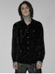 Punk Style Luxury Velvet Personality X Shape Button Chain Decoration Black Long Sleeves Male Shirt