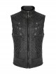 Punk Style Cool Stand Collar Unique Split Design Metal Skull Zipper Anti Apocalyptic Rebel Gray Male Vest