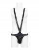 Punk Style Sexy Adjustable Suspenders Metal Ring Black Comfortable Men's Leather Harness