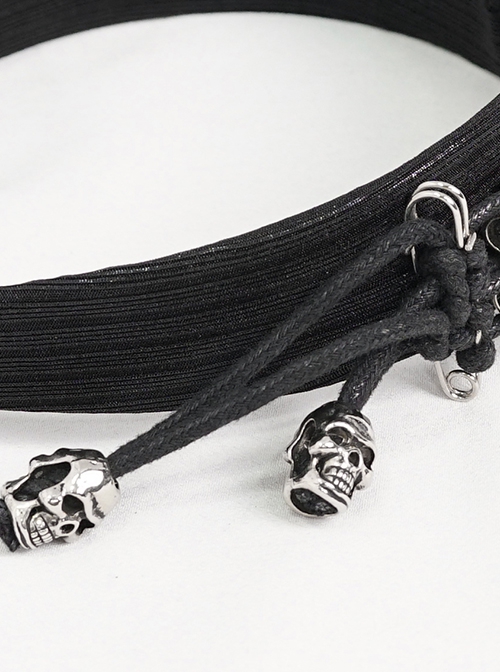 Gothic Style Personalized Metal Skull Braided Rope Retro Glossy Striped Black Braided Headband