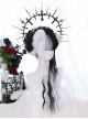 Pride Series Asymmetry Black White Water Ripple Noble Long Hair Gothic Flat Bangs Lolita Wig