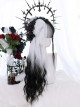 Pride Series Asymmetry Black White Water Ripple Noble Long Hair Gothic Flat Bangs Lolita Wig