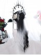 Pride Series Asymmetry Black White Water Ripple Noble Long Hair Gothic Flat Bangs Lolita Wig