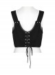 Punk Style Personalized Metal Snake Shaped Sawtooth Buckle Adjustable Shoulder Strap Cross Straps Black Vest