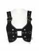 Punk Style Personalized Metal Snake Shaped Sawtooth Buckle Adjustable Shoulder Strap Cross Straps Black Vest