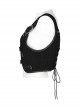 Punk Style Personalized Metal Snake Shaped Sawtooth Buckle Adjustable Shoulder Strap Cross Straps Black Vest