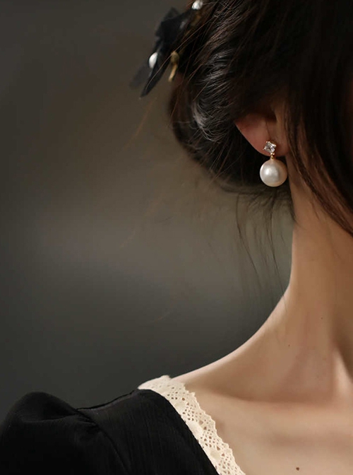 Light Luxurious White Pearl Retro Fringe Palace Cheongsam Accessory Simple Temperament Classical Lolita Stud Earring