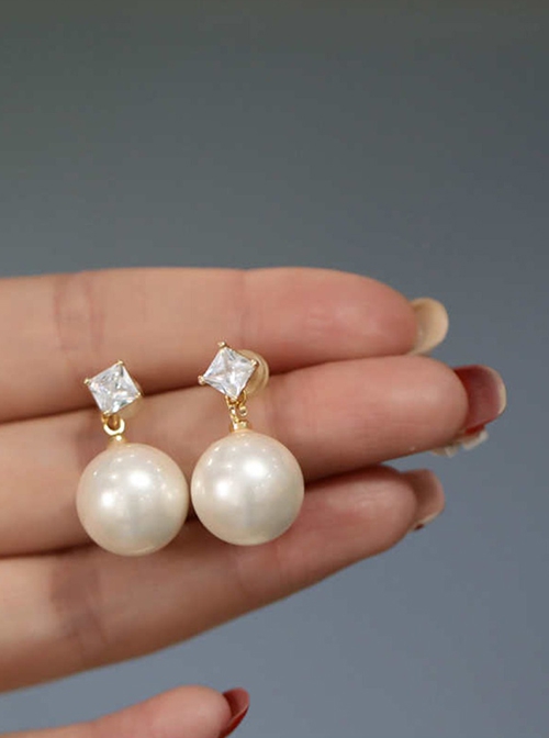 Light Luxurious White Pearl Retro Fringe Palace Cheongsam Accessory Simple Temperament Classical Lolita Stud Earring