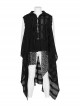 Punk Style Decadent Irregular Knitted Mesh Splicing Motorcycle Buckle Decoration Black Male Loose Vest