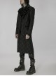 Gothic Style Elegant Lapel Fake Two Piece Design Retro Woven Pattern Simple Black Mid Length Male Coat