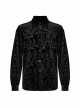 Gothic Style Luxury Velvet Vintage Embossed Elegant Loose Fit Unique X Shape Button Black Long Sleeves Shirt