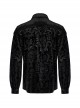 Gothic Style Luxury Velvet Vintage Embossed Elegant Loose Fit Unique X Shape Button Black Long Sleeves Shirt