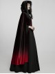 Gothic Style Luxury Velvet Exquisite Lace Ribbon Decoration Black  Red Dreamy Gradient Hooded Long Loak