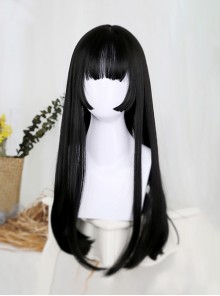 Kanako Series Hime Cut Japanese Princess Style Nature Dark Long Straight Hair Classic Lolita Wig