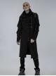 Punk Style Asymmetric High Collar Handsome Metal Rivet Sleeve Side Ring Decoration Black Long Sleeves Coat