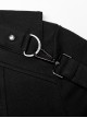 Punk Style Asymmetric High Collar Handsome Metal Rivet Sleeve Side Ring Decoration Black Long Sleeves Coat