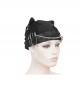 Punk Style Personality Stiff Knit With Metal Chain Black Breathable Cat Ear Hat