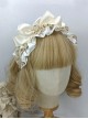 Japanese Style Bowknot Pleated Ruffles Heart Pearl Button Exquisite Sweet Lolita Satin Hairband