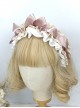 Japanese Style Bowknot Pleated Ruffles Heart Pearl Button Exquisite Sweet Lolita Satin Hairband