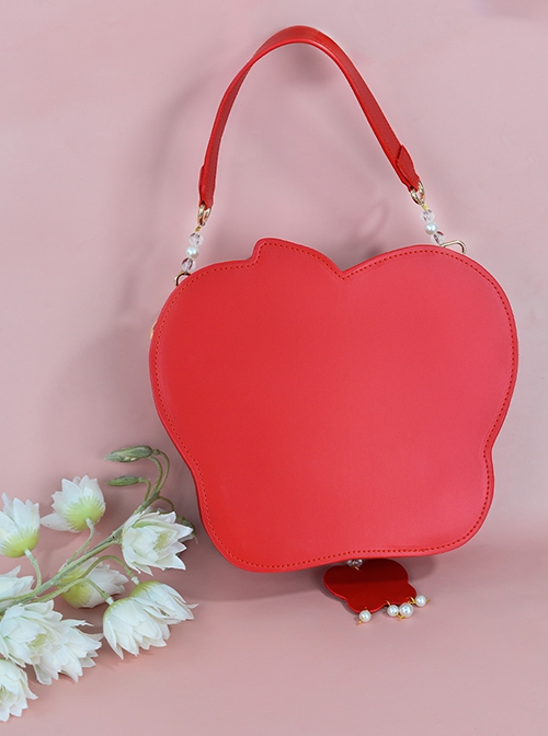 Art Illustration Han Chinese Element Red Apple Hamster Orchard Embroidery Kawaii Fashion Apple Slice Shape Bag